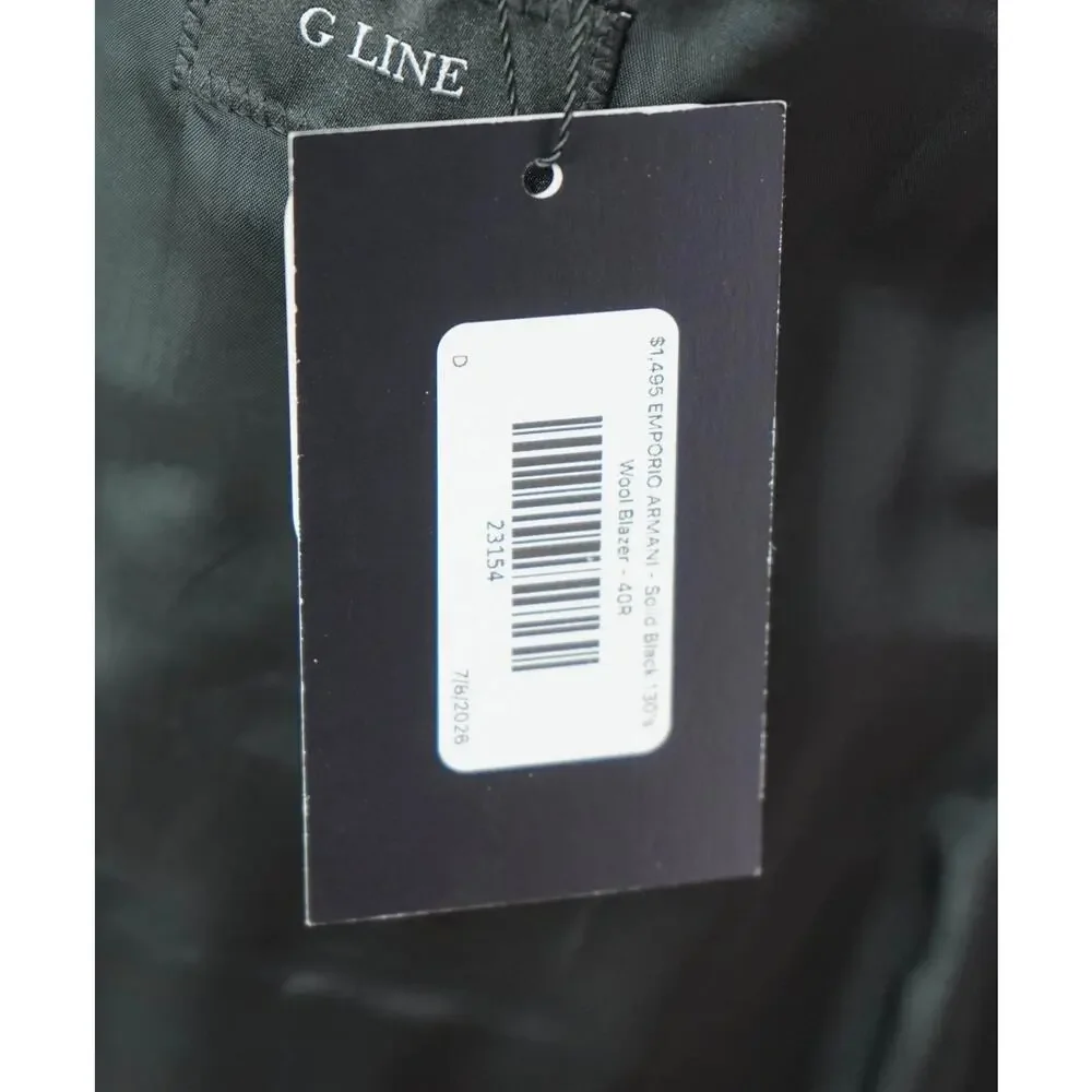 $1,495 EMPORIO ARMANI - Solid Black 130's Wool Blazer - 40R
